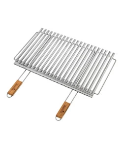 GRATICOLA BIOLOGICA INOX CON MANICI IN BAMBOO - 67x40CM